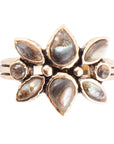 Floral Blue Abalone Golden Bronze Ring