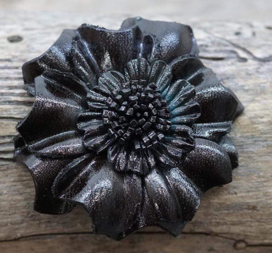 Black Carnation Leather Flower