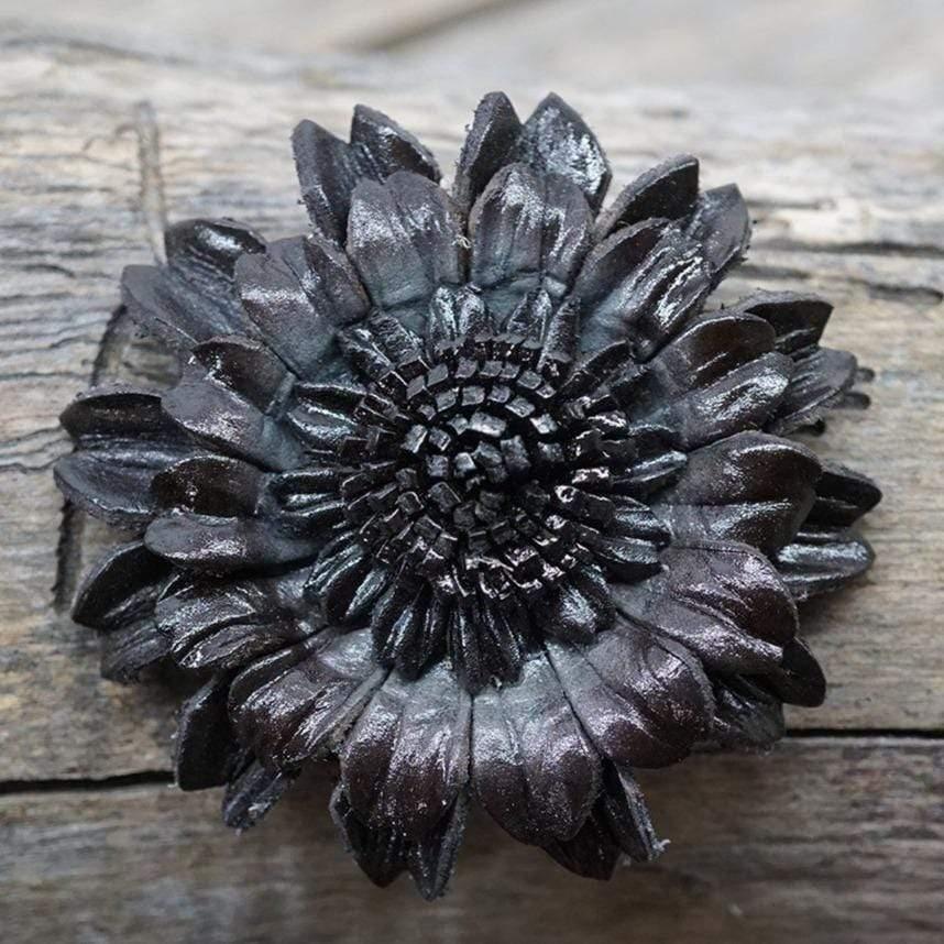 Black Daisy Leather Flower