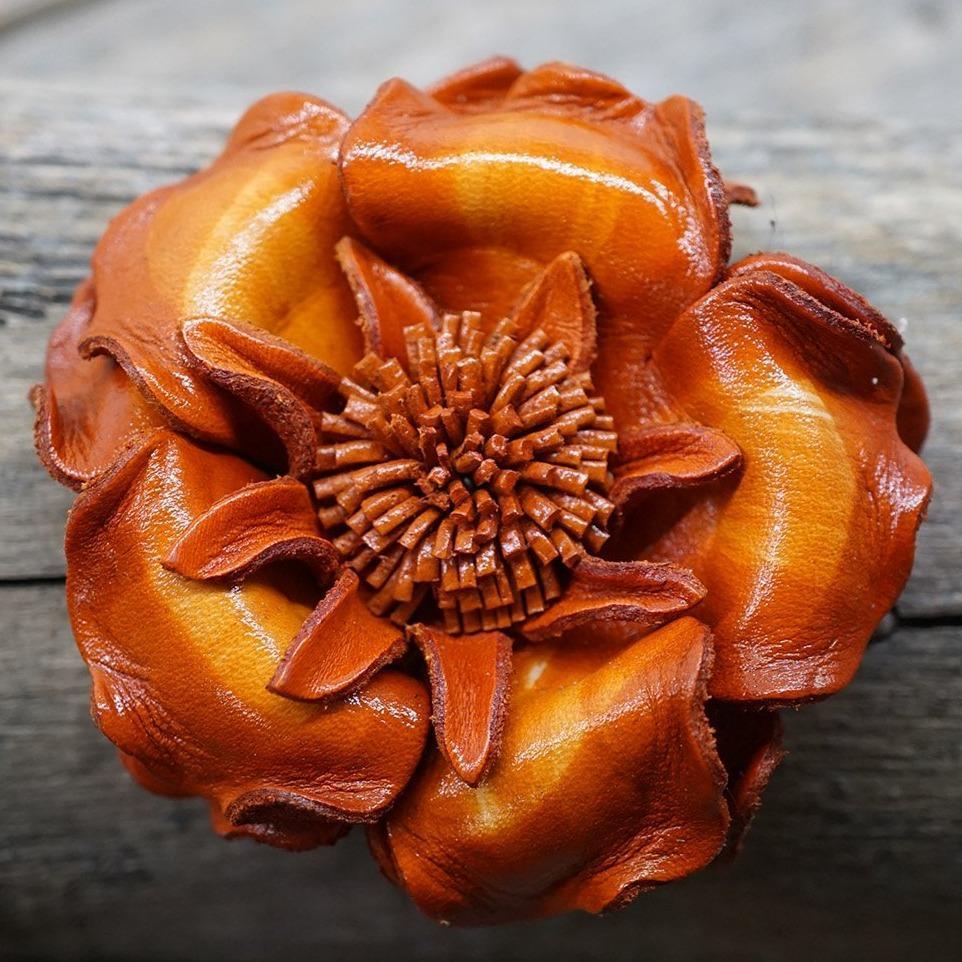 Orange Gardenia Leather Flower