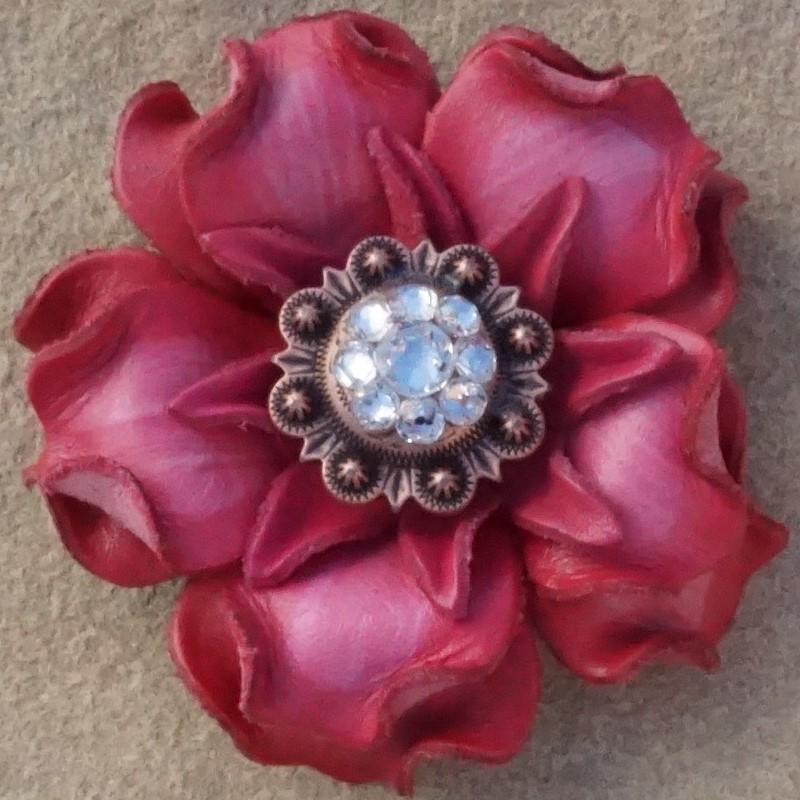 Pink Gardenia Flower With Copper Clear 1" Concho