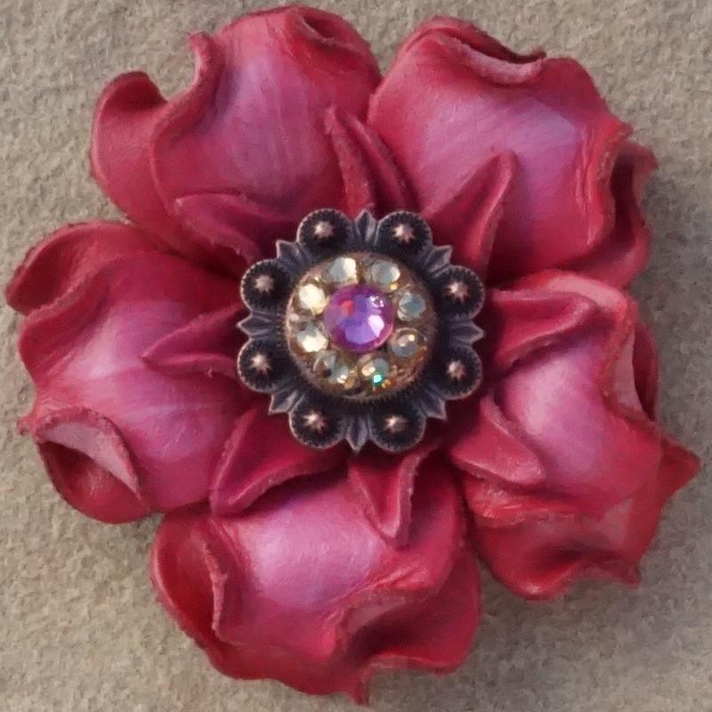 Pink Gardenia Flower With Copper Pink &amp; Champagne 1" Concho