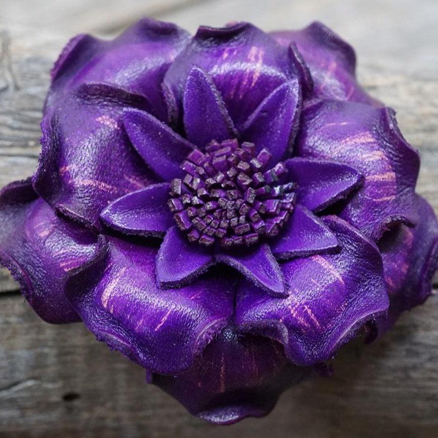 Purple Gardenia Leather Flower