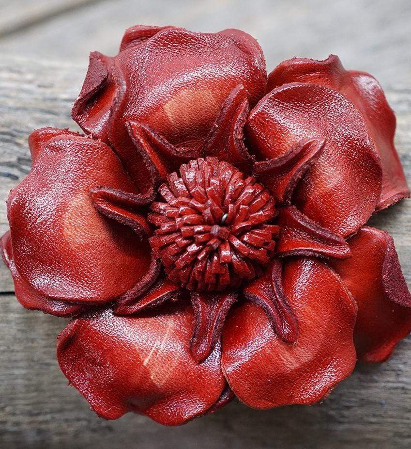 Red Gardenia Leather Flower