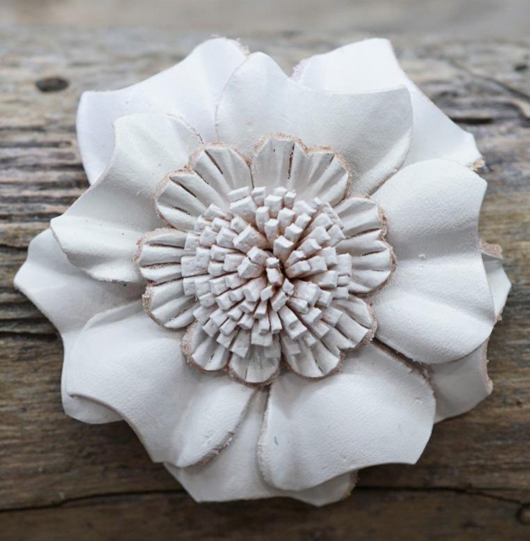 White Carnation Leather Flower