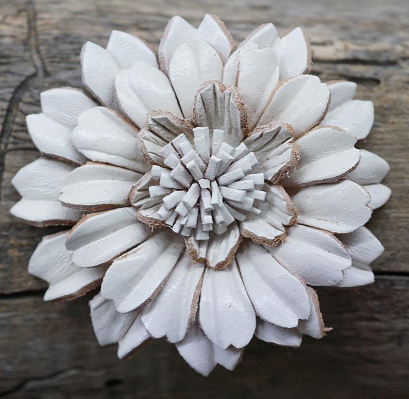 White Daisy Leather Flower