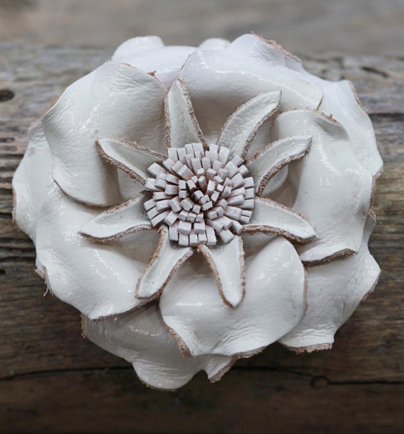 White Gardenia Leather Flower