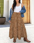 Baha Ranch Western Boot Print Tiered Prairie Maxi Skirt