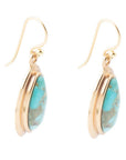 Genuine Blue Turquoise Golden Drop Earrings