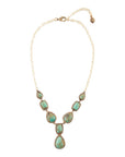 Genuine Blue Turquoise Roped Golden Bronze Y Necklace