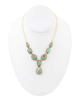 Genuine Blue Turquoise Roped Golden Bronze Y Necklace