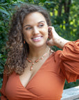 Genuine Orange Sponge Coral Golden Abstract Statement Necklace