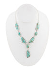 Genuine Blue Turquoise In Sterling Silver Abstract Necklace With Elegant Statement Design
