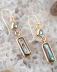 Geo Blue Abalone Golden Drop Earrings