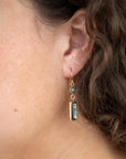 Geo Blue Abalone Golden Drop Earrings