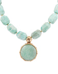 Green Amazonite Golden Lotus Pendant Necklace