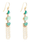 Green Multi Stone Golden Drop Earrings