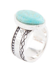 Hammered Big Sterling Silver and Blue Turquoise Ring