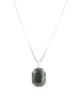 Hammered Green Seraphinite and Sterling Silver Pendant Necklace