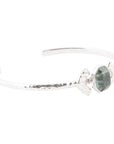Hammered Green Seraphinite and Sterling Silver Cuff Bracelet