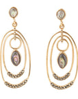 Henle Green Abalone Chandelier Golden Drop Earrings