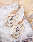 Henle Green Abalone Chandelier Golden Drop Earrings