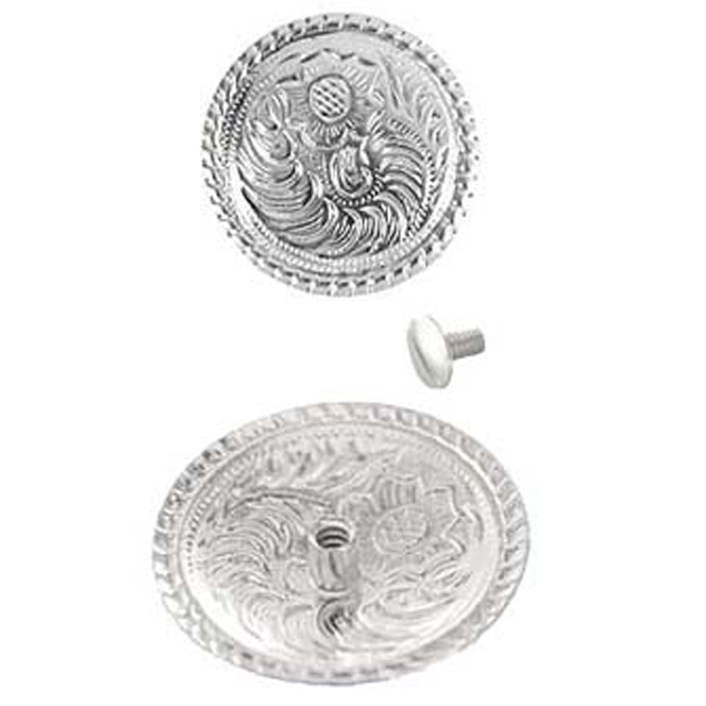 1" Silver Plt. Floral Round Concho/Screw Saddle Headstall – Hilason