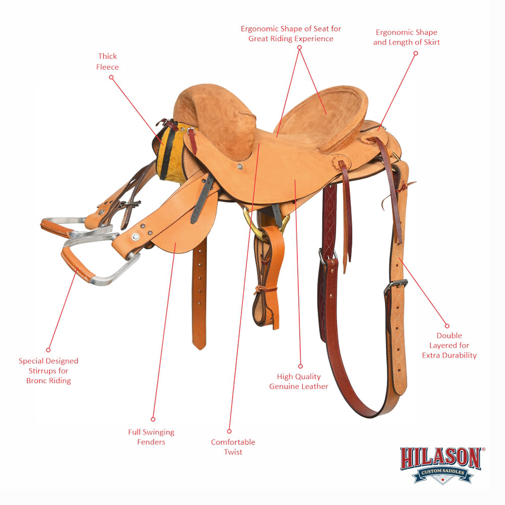 14" Hilason Classic Series Hand-Made Rodeo Bronc American Leather Saddle
