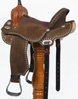 Hilason Western Horse Barrel Flex Tree Trail American Leather Saddle Dark Brown Gorgeous Floral Hand Tooled & Carved