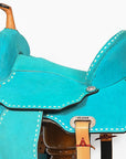 Hilason Western Horse Barrel Flex Tree Trail American Leather Saddle Turquoise