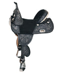 HILASON Western Horse Treeless Trail Barrel Saddle American Leather Black Rough Out w/ Tack Set