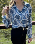 Mila Pattern Button Top