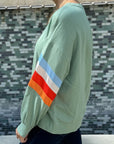 Ella Striped Sleeve Loose Sweatshirt