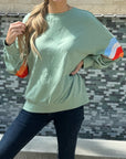Ella Striped Sleeve Loose Sweatshirt