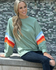 Ella Striped Sleeve Loose Sweatshirt
