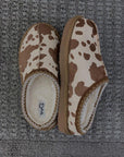 Cow print bruin slippers