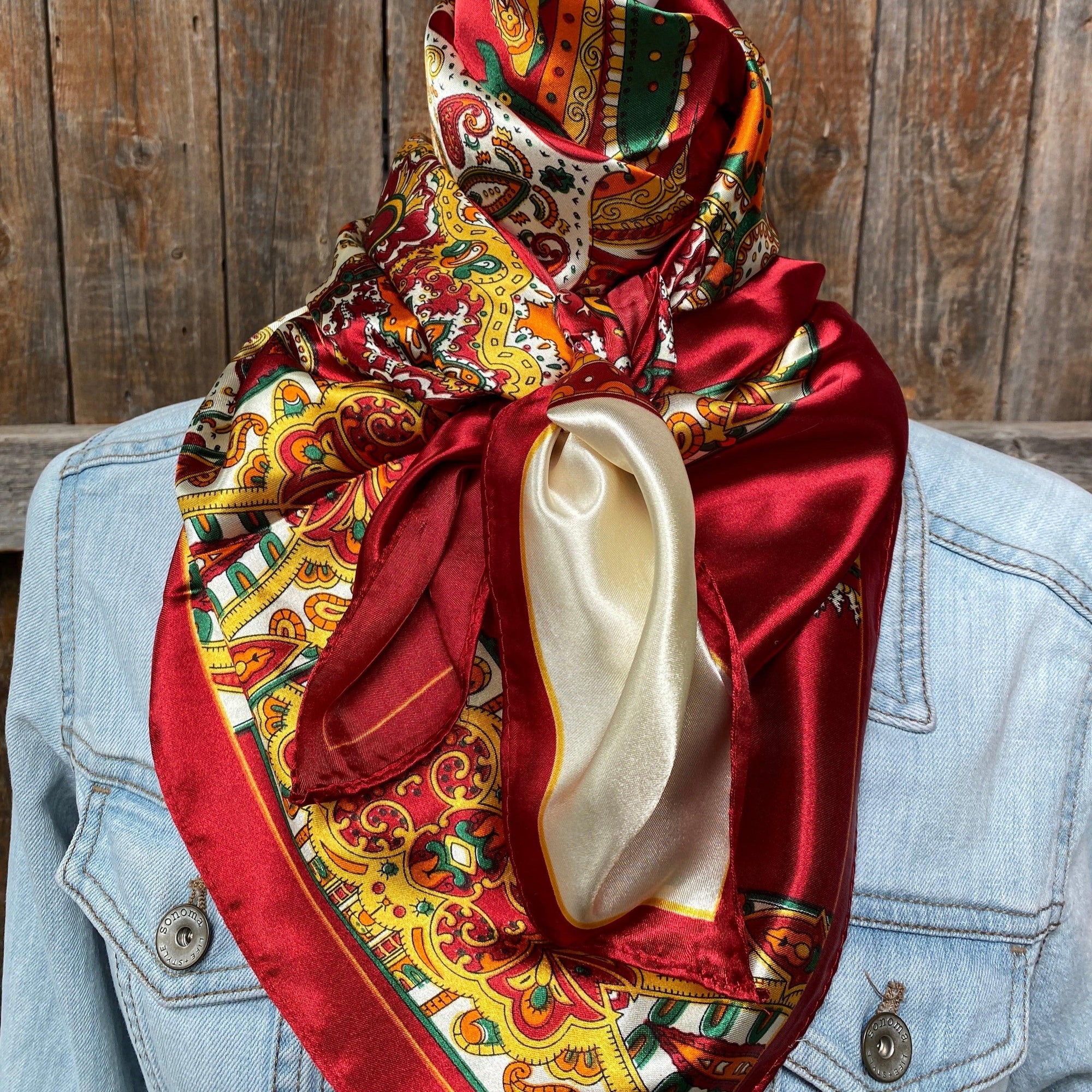 35X35"  Red Mardi Gras Wild Rag / Scarf WR3353