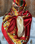 35X35"  Red Mardi Gras Wild Rag / Scarf WR3353