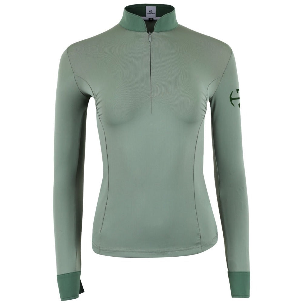 Roxana - Sage &amp; Hunter Green Long Sleeve Riding Shirt