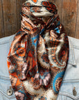 35X35"  Tan & Cream Paisley Wild Rag / Scarf WR907