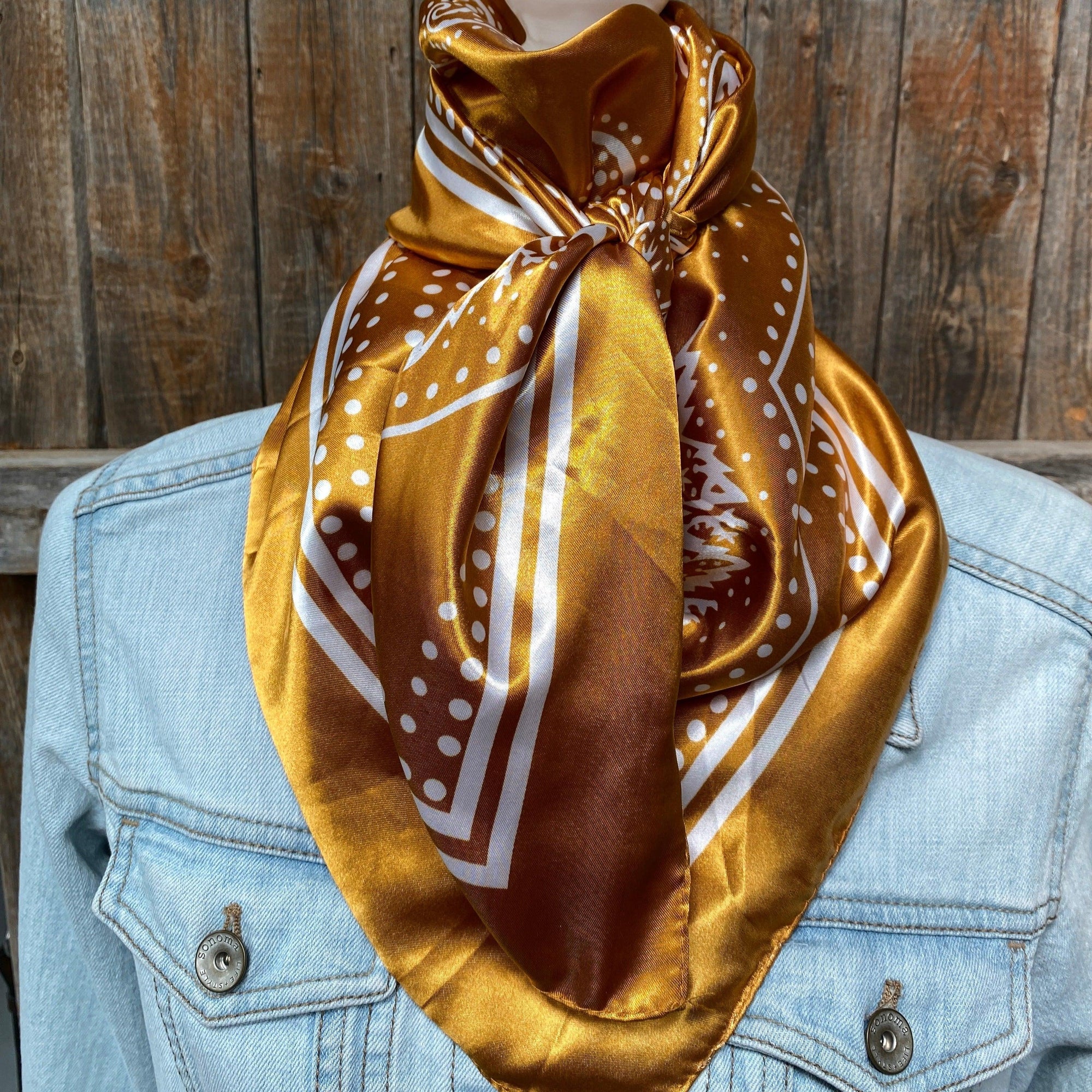35X35"  Mustard Floral Paisley Wild Rag / Scarf WR3379