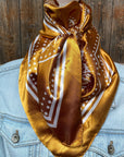 35X35"  Mustard Floral Paisley Wild Rag / Scarf WR3379