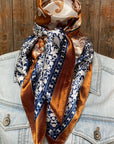 35X35"  Rust & Navy Paisley Wild Rag / Scarf WR3299
