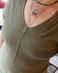 Silver Lariat necklace - paperclip chain