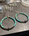 Sterling Silver Pearls Hoop Earrings