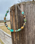 Real Turquoise  Bracelet with Sterling Silver Pearls
