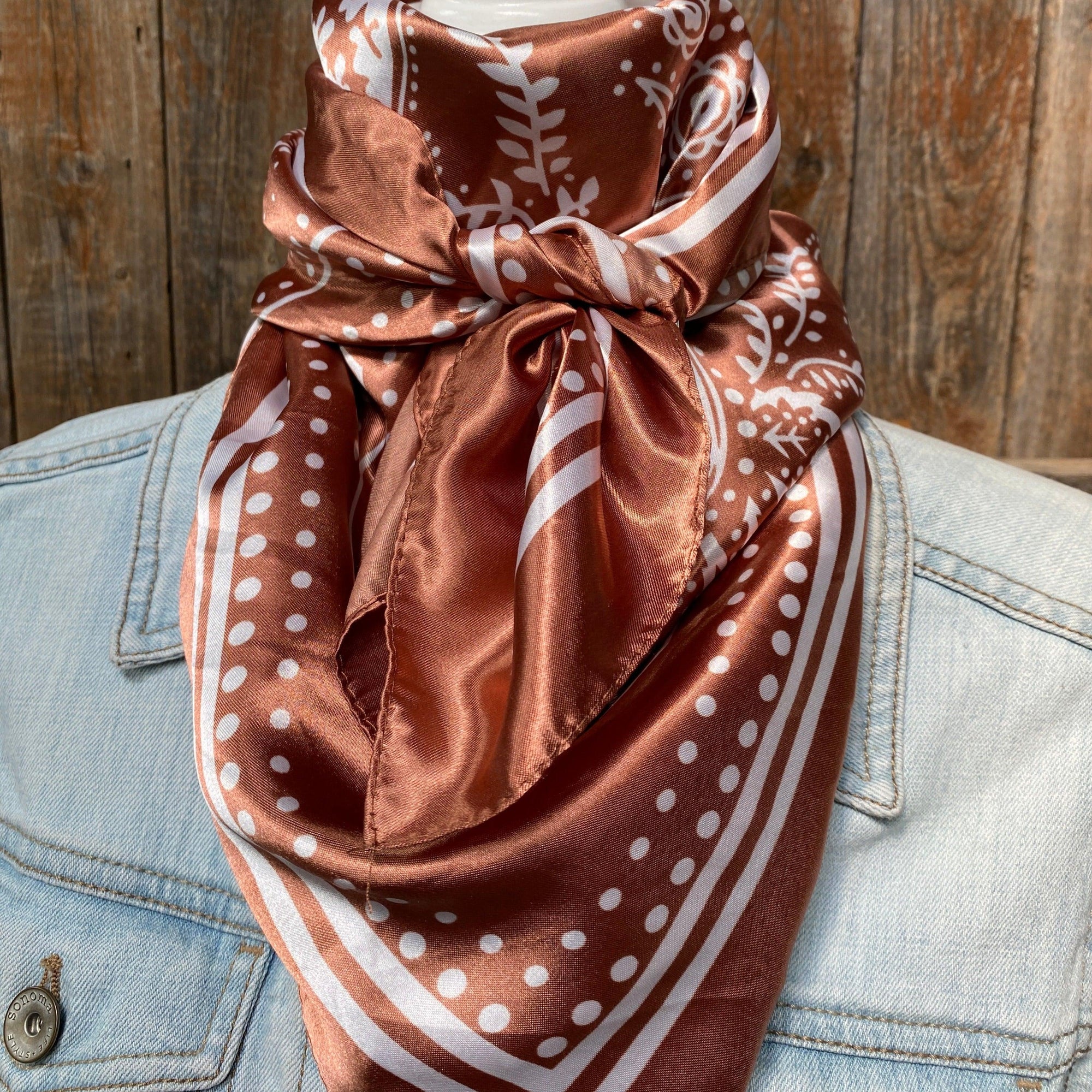 35X35"  Copper Floral Paisley Wild Rag / Scarf WR3381