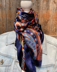 35X35"  Blue Hippie Paisley Wild Rag / Scarf WR906