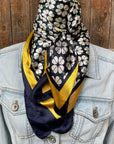 35X35"  Blue & Gold Clovers Wild Rag / Scarf WR3171