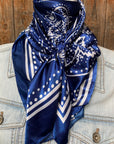 35X35"  Blue Floral Paisley Wild Rag / Scarf WR3382